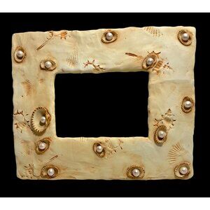 Seashell & Pearl Embellished Picture Frame pic 3.5" by 4"